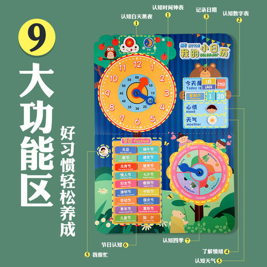 【升级版中英文选择  123个贴片】高颜值儿童小日历安静粘贴书游戏卡片宝宝学习早教数字认知时钟益智玩具 商品图3