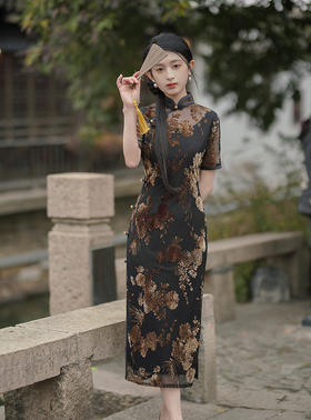 TX春夏时尚修身旗袍连衣裙日常假两件背心式改良旗袍