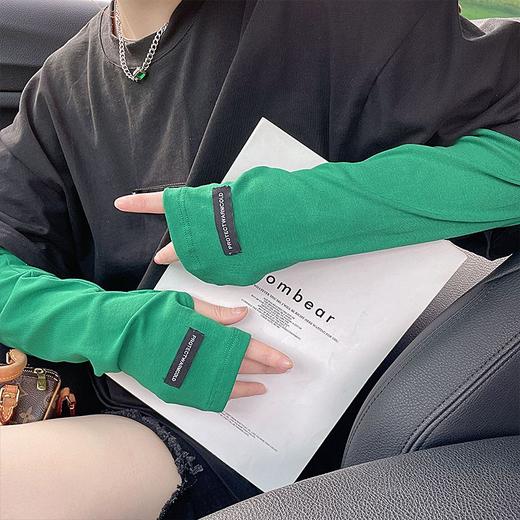 可调节绿色袖套防晒冰袖女宽松手护臂骑行夏季天户外防晒手套长款 商品图8