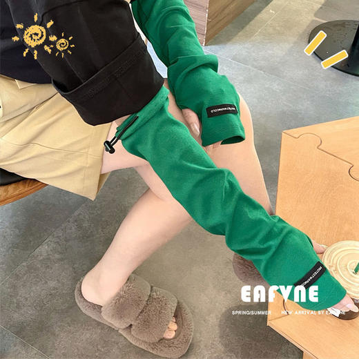 可调节绿色袖套防晒冰袖女宽松手护臂骑行夏季天户外防晒手套长款 商品图0