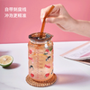 可爱ins高硼硅耐热玻璃易拉罐吸管杯梅森杯带吸管学生牛奶饮料杯 商品缩略图5