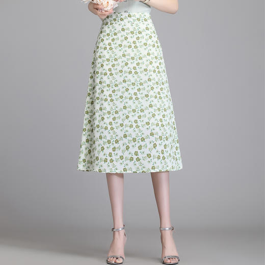 简约长款碎花雪纺裙，夏款高腰修身气质半身裙休闲时尚直筒裙MYX-98169 商品图0
