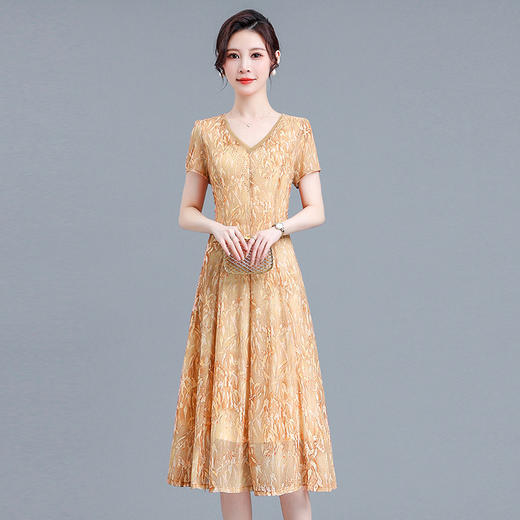 时尚气质妈妈装，短袖打底A字裙QYM-BL2513-Y 商品图2