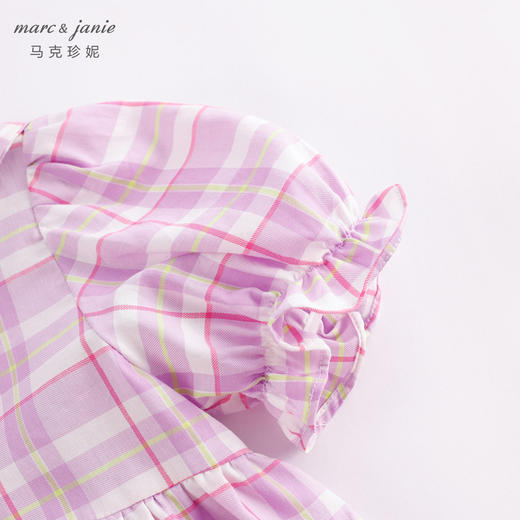 马克珍妮夏装新款 女童学院风裙子披肩领格子连衣裙230960 商品图4