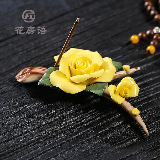 陶瓷玫瑰牡丹荷花香插小茶宠家用客厅香薰线香茶室摆件莲花 商品图5