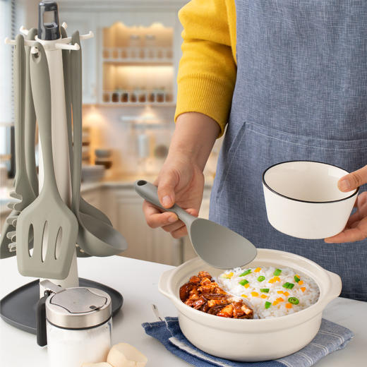 「七件套！硅胶厨具」硅胶锅铲全包硅胶厨具七件套 厨房用品餐饮用具勺子铲工具套装 商品图1