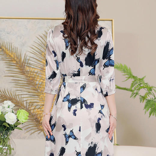 重磅真丝夏季圆领中袖桑蚕丝印花裙子LS-A2502 商品图4