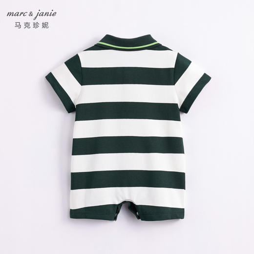 【凉感抗菌】马克珍妮新款夏装 男童条纹POLO领连体衣230699 商品图1
