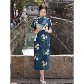 TX春夏全开襟一片式古法旗袍连衣裙日常显瘦修身