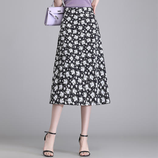 简约长款碎花雪纺裙，夏款高腰修身气质半身裙休闲时尚直筒裙MYX-98169 商品图1