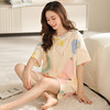 【日系新款❗️棉质家居短袖套装】短袖睡衣女士夏季，简约舒适，清新自在，柔软舒适家居服，让你感觉到温暖而舒适的夜晚。 商品缩略图0