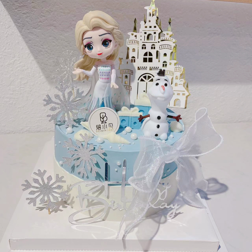 新款艾莎公主—卡通女孩生日蛋糕