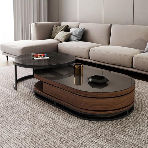 茶几电视柜简约现代圆形钢化玻璃茶几桌客厅家用小户型多功能桌子 商品图3