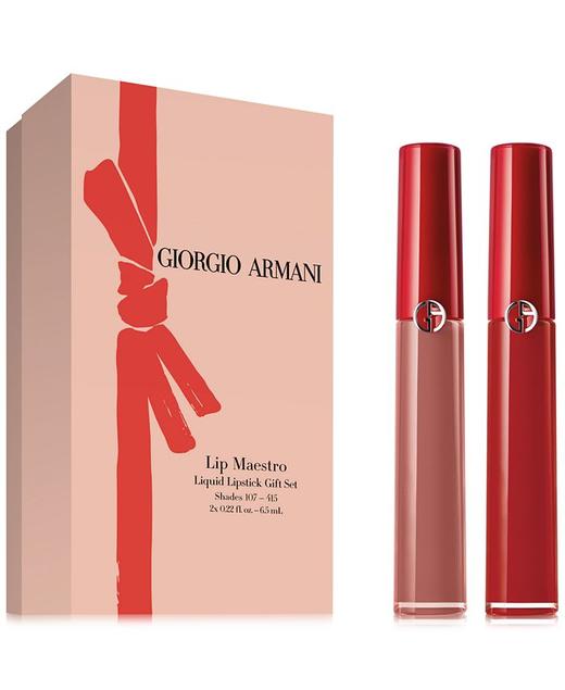 好折！ARMANI 阿玛尼 红管唇釉2支正装 107/415冰糖山楂+蜜桃乳酪色 商品图0