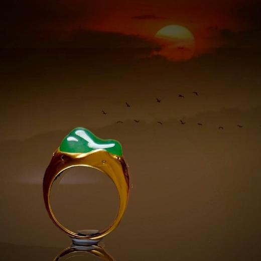 【只此青绿】翡翠青山戒18k镶嵌 商品图1