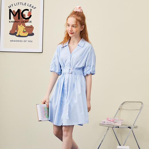 女装翻领开v款配腰带连衣裙-37006Q3221007 商品图1