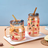 可爱ins高硼硅耐热玻璃易拉罐吸管杯梅森杯带吸管学生牛奶饮料杯 商品缩略图0