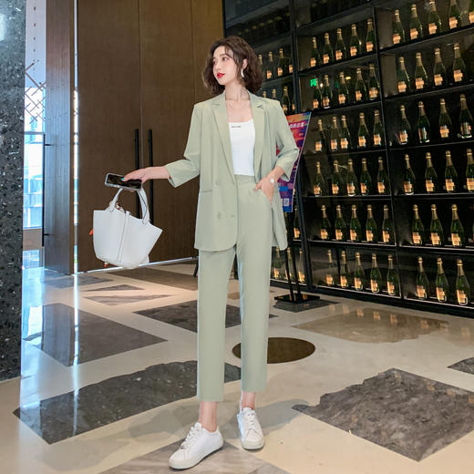 时尚气质职业套装，七分袖网红西装两件套HR-MHYM5015 商品图1