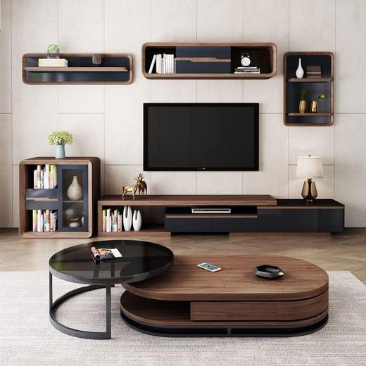 茶几电视柜简约现代圆形钢化玻璃茶几桌客厅家用小户型多功能桌子 商品图2