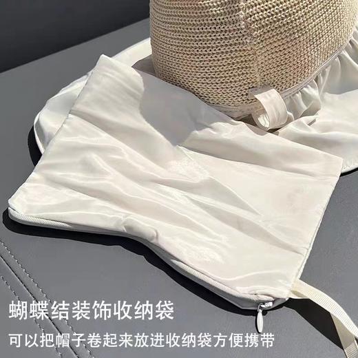 【可拆卸蝴蝶结】黑胶防晒渔夫帽 UPF50+ 阻挡99%紫外线 送防风绳 编织镂空更透气 大帽檐遮脸防晒防 商品图1
