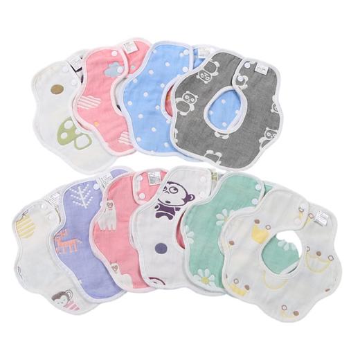 「9.9元包邮！数款可选」六层纱布围嘴母婴用品 宝宝童装婴儿纱布全棉围兜360度可旋转口水巾 商品图4