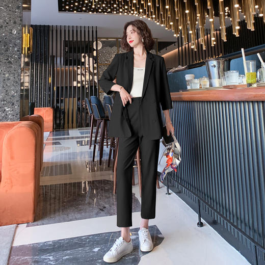 时尚气质职业套装，七分袖网红西装两件套HR-MHYM5015 商品图4