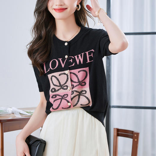 宽松短袖印花显瘦，洋气别致针织开衫CC-QL-8837 商品图3