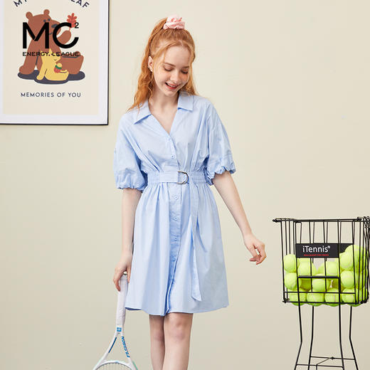 女装翻领开v款配腰带连衣裙-37006Q3221007 商品图2