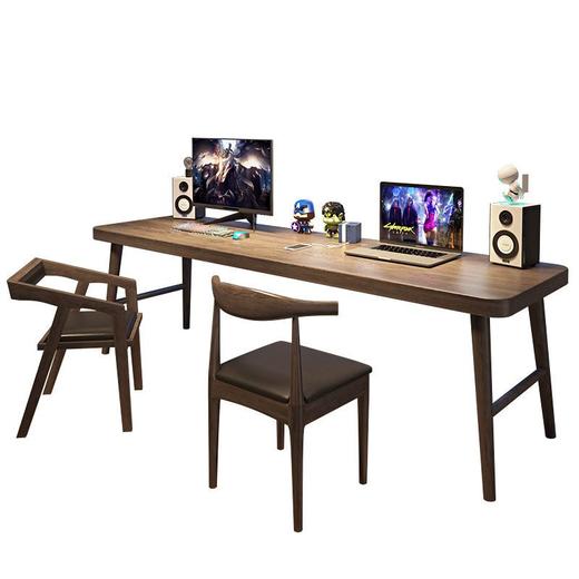 全实木双人电脑桌台式办公桌子家用轻奢学习工作台长条书桌写字 商品图4