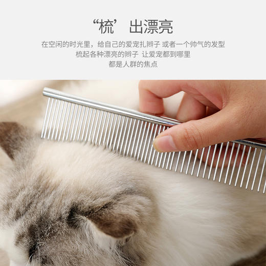 【宠物用品】长毛犬宠物不锈钢排梳狗狗清理毛发美容梳子 商品图2