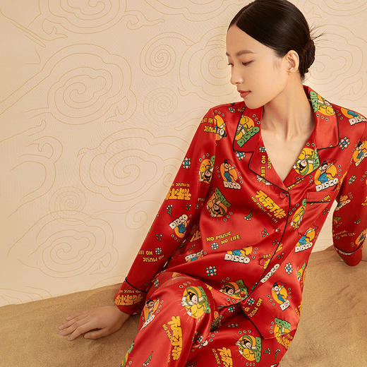 金三塔重磅真丝敦煌联名100%桑蚕丝时尚印花衣裤套新品可外穿 YSFCA202 商品图1