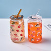 可爱ins高硼硅耐热玻璃易拉罐吸管杯梅森杯带吸管学生牛奶饮料杯 商品缩略图9