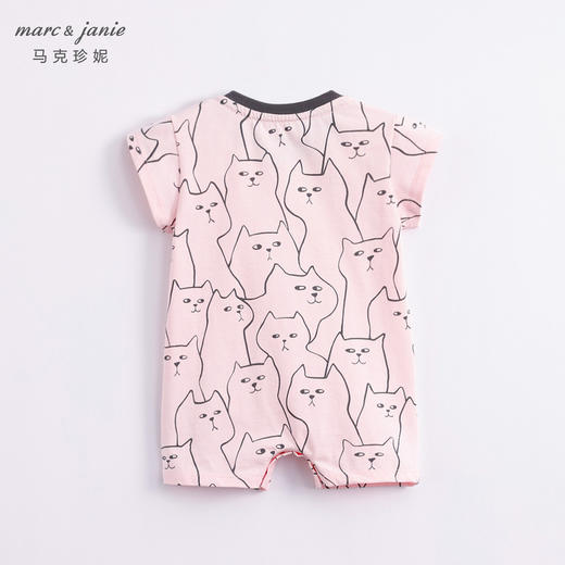【凉感抗菌】马克珍妮夏装 女宝宝猫咪短袖连体衣230671 商品图1