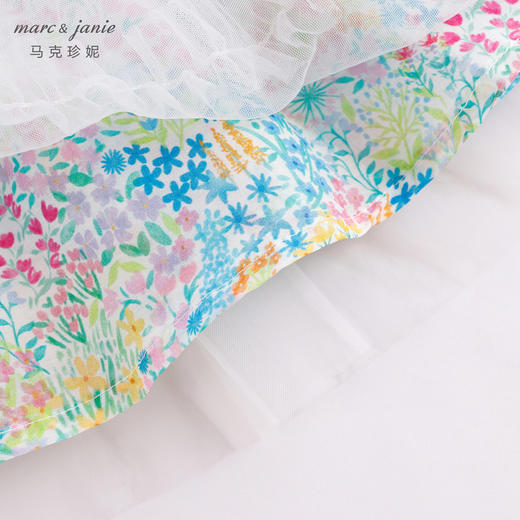 马克珍妮夏装 女童田园风棉真丝网纱短裙半身裙 宝宝裙子230756 商品图4