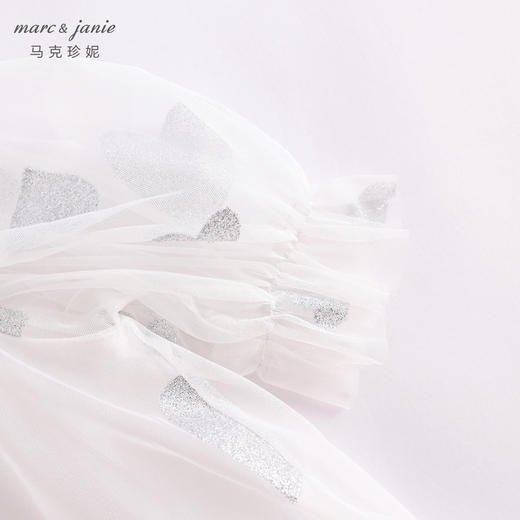 马克珍妮夏装新款 女童满底爱心泡泡袖网纱连衣裙230981 商品图6