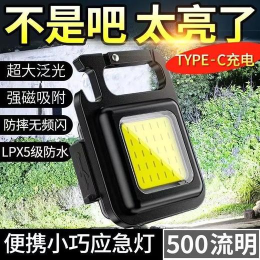 强光便携迷你工作灯钥匙扣小手电筒多功能随身灯充电灯家用露营用 商品图2