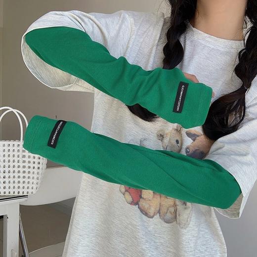 可调节绿色袖套防晒冰袖女宽松手护臂骑行夏季天户外防晒手套长款 商品图7