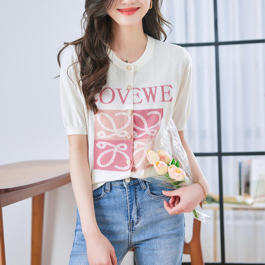 宽松短袖印花显瘦，洋气别致针织开衫CC-QL-8837 商品图2