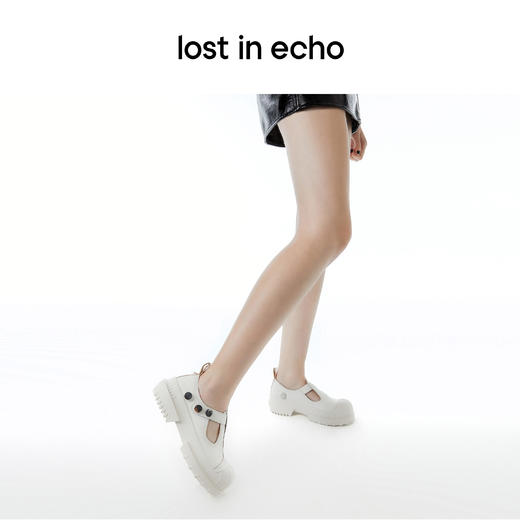 lost in echo设计师品牌交叠鞋舌铆钉猎鸭贝壳头厚底增高玛丽珍鞋 商品图2