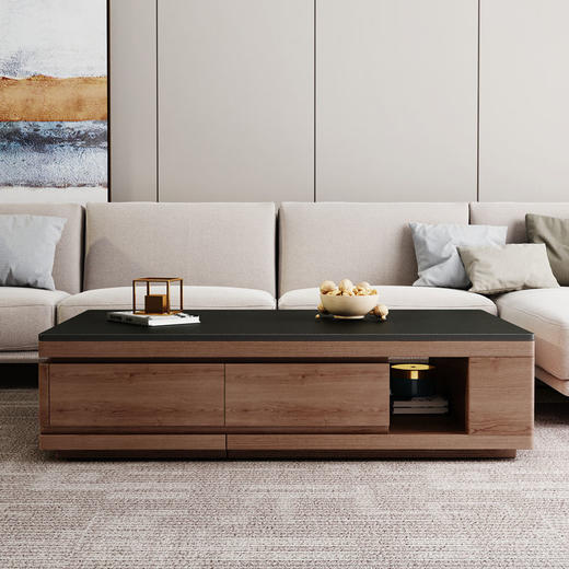 北欧火烧石茶几电视柜组合现代简约小户型茶几桌家用客厅岩板家具 商品图4