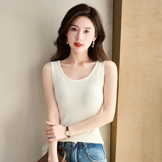 白色无袖，薄款针织背心CC-52-F20 商品图2