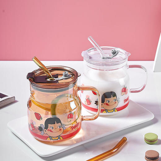 可爱ins高硼硅耐热玻璃易拉罐吸管杯梅森杯带吸管学生牛奶饮料杯 商品图8
