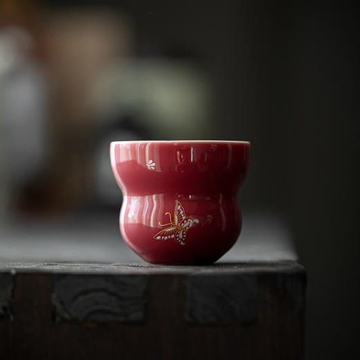 岚工坊 金银错舞蝶/葫芦茶杯   功夫茶具文人品茗杯 金银错舞蝶陶瓷主人杯 商品图4