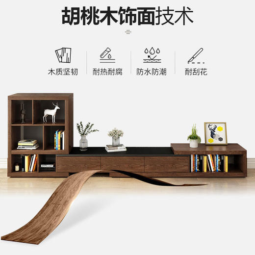 北欧火烧石茶几电视柜组合现代简约小户型茶几桌家用客厅岩板家具 商品图6