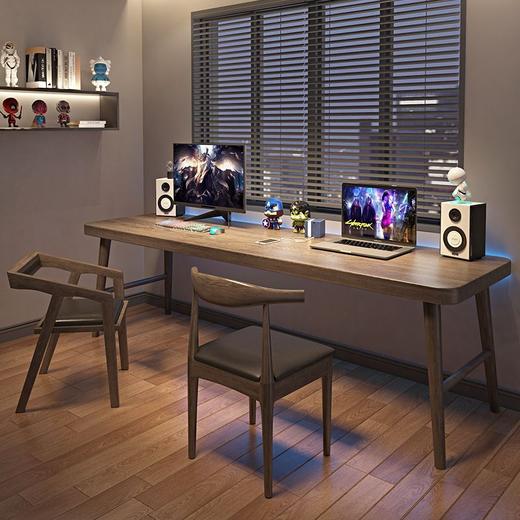 全实木双人电脑桌台式办公桌子家用轻奢学习工作台长条书桌写字 商品图3