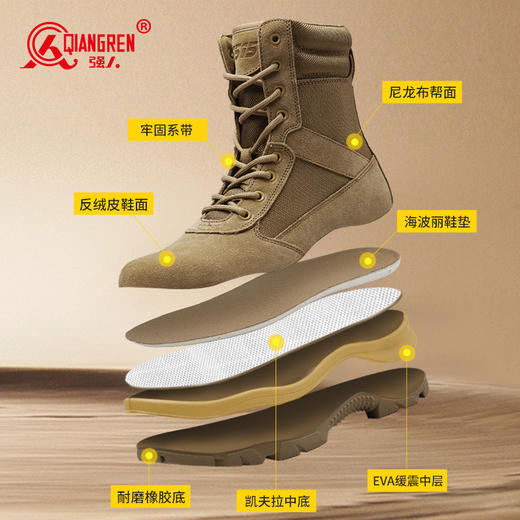 强人3515男靴户外沙漠靴高帮徒步登山靴凯夫拉防刺穿战术靴 商品图2