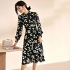剩S 米思阳黑色雪纺碎花连衣裙女2024秋季新款气质中长款修身显瘦裙子 商品缩略图0