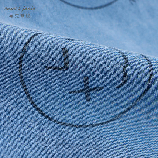 马克珍妮夏装新款 男童笑脸涂鸦纯棉牛仔短袖衬衫230898 商品图4