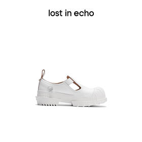 [捡漏价]lost in echo设计师品牌交叠鞋舌铆钉猎鸭贝壳头厚底增高玛丽珍鞋