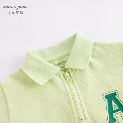 【凉感抗菌】马克珍妮夏装新款 男童拉链POLO衫短袖T恤230735 商品图2